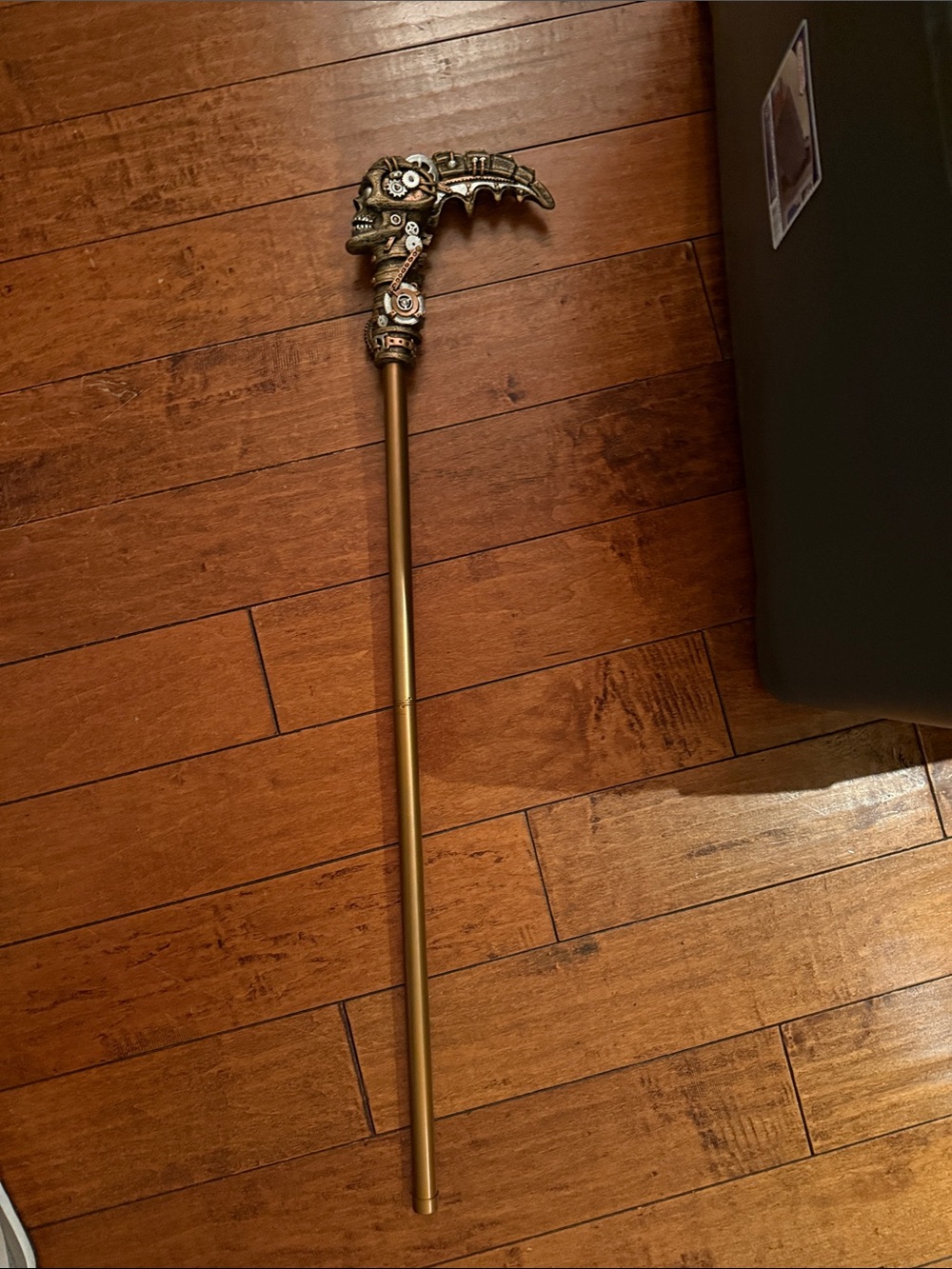 Steampunk Skull Handle Decorative Cane - Metallic Gold Halloween